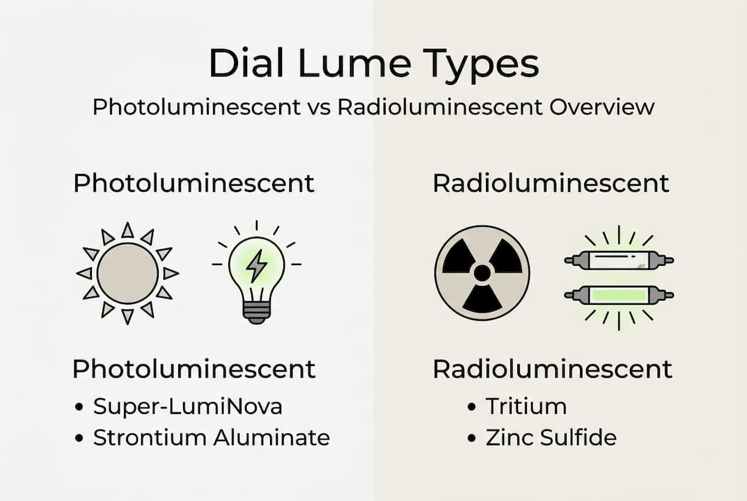 Infographic comparing dial lume types