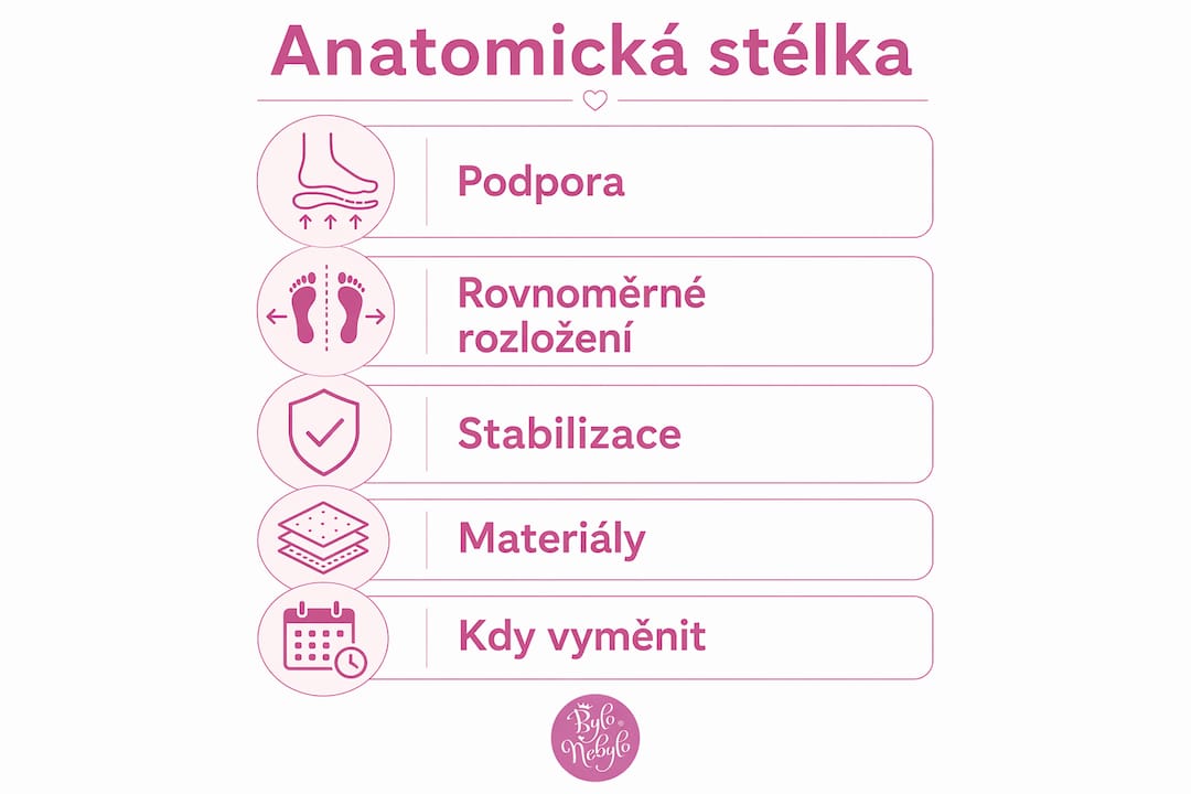 Přehledná infografika: Jaké jsou typy anatomických stélek a k čemu slouží