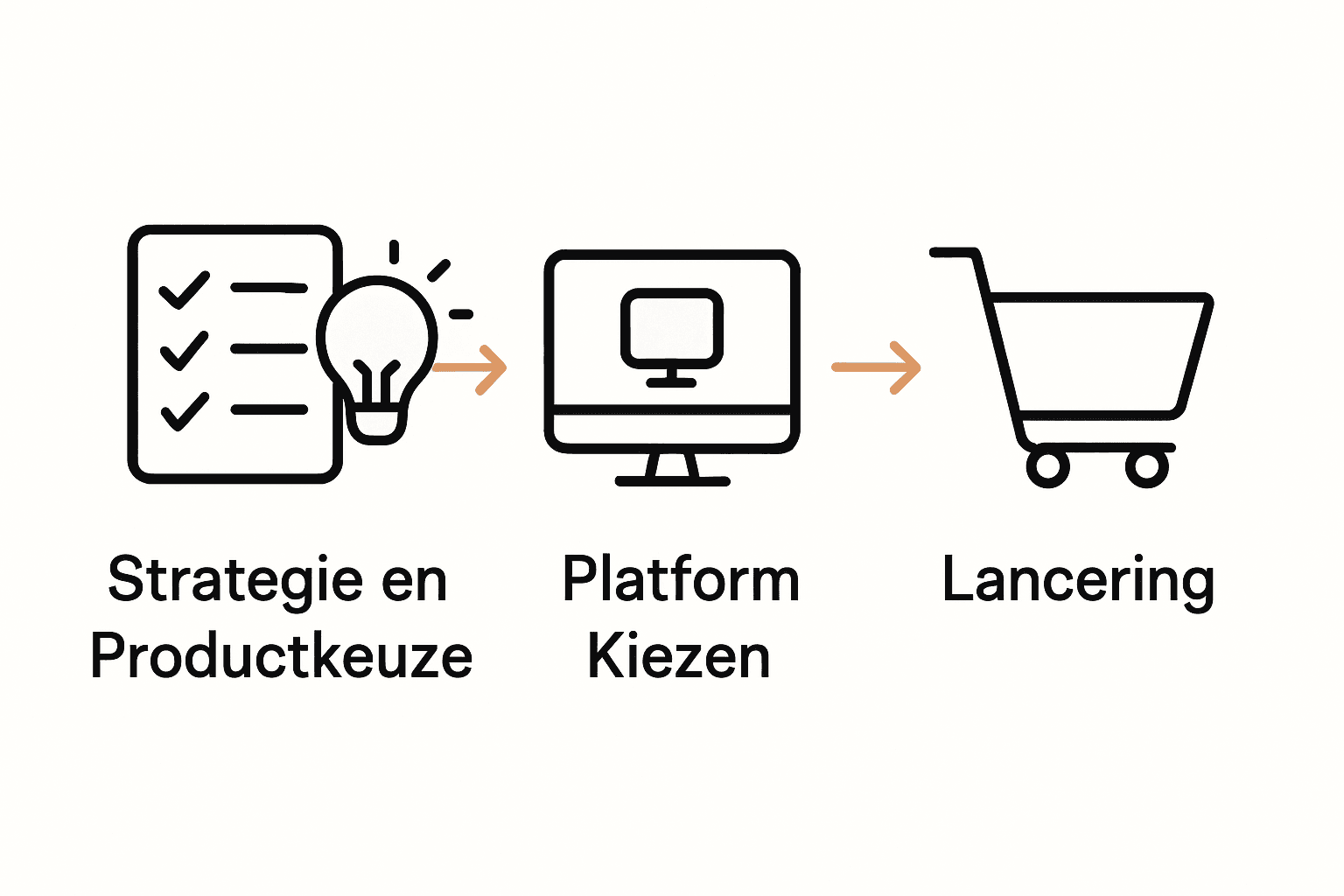 Infographic met overzicht webshop starten stappen