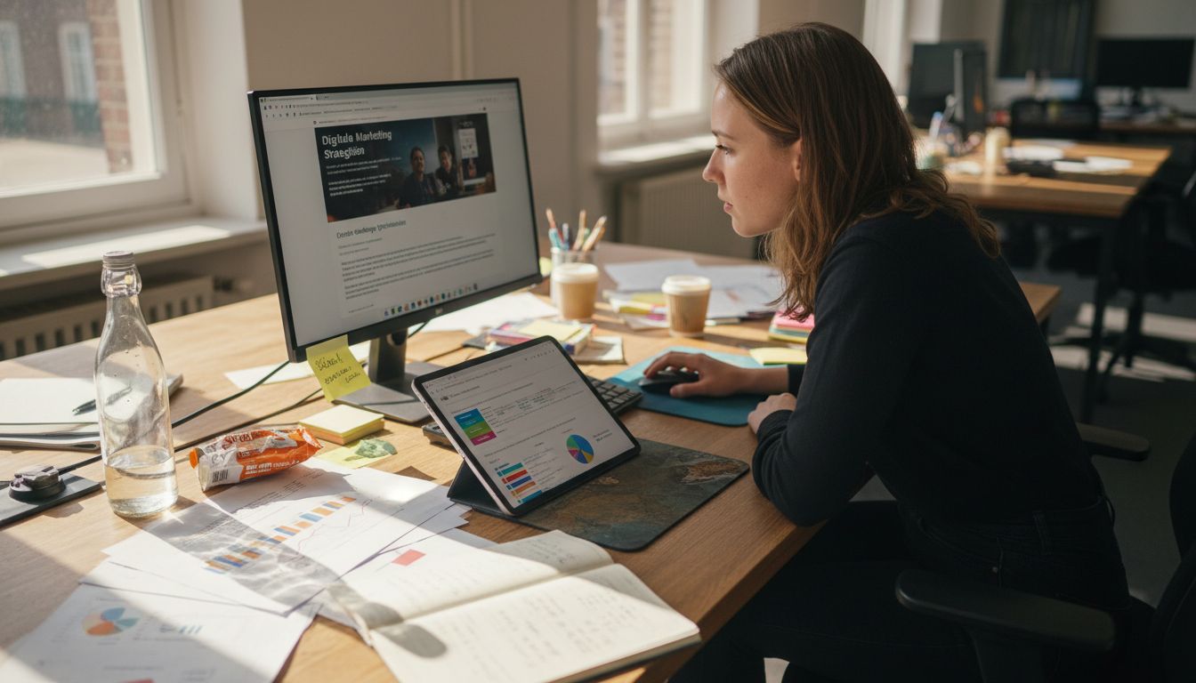 Een marketeer onderzoekt hoe bezoekers door de conversiefunnel van de website gaan.