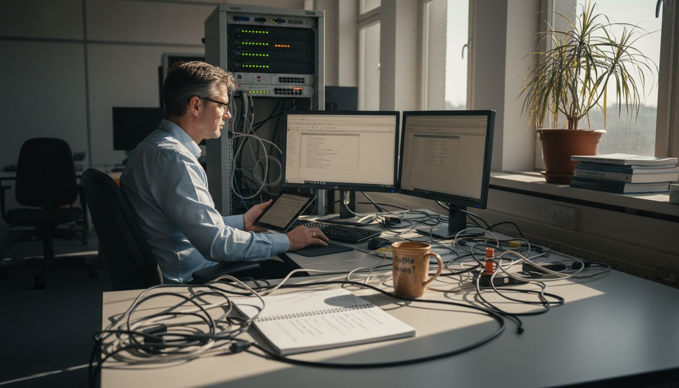 Een IT-consultant beoordeelt het proces waarbij twee systemen elkaar cryptografisch herkennen en veilig verbinding maken.