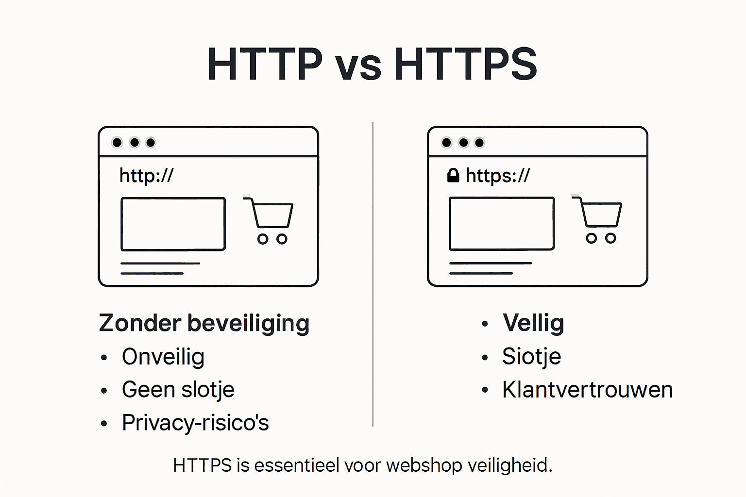 In deze infographic zie je duidelijk het verschil tussen HTTP en HTTPS uitgelegd.
