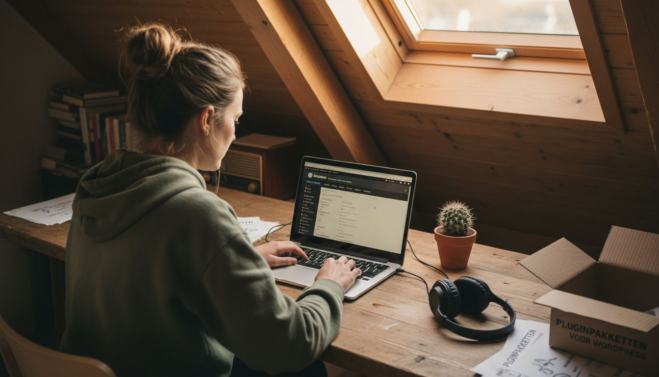 Vrouw past de instellingen van een WordPress-plugin aan via JavaScript