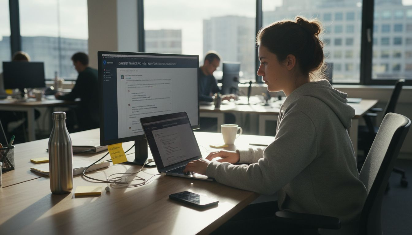 IT-specialist werkt aan het ontwikkelen van een slimme chatbot op basis van kunstmatige intelligentie.