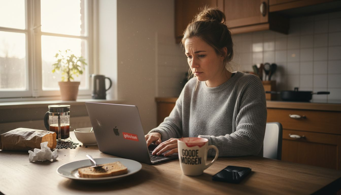 Een vrouw klikt thuis al snel weer weg van een website.