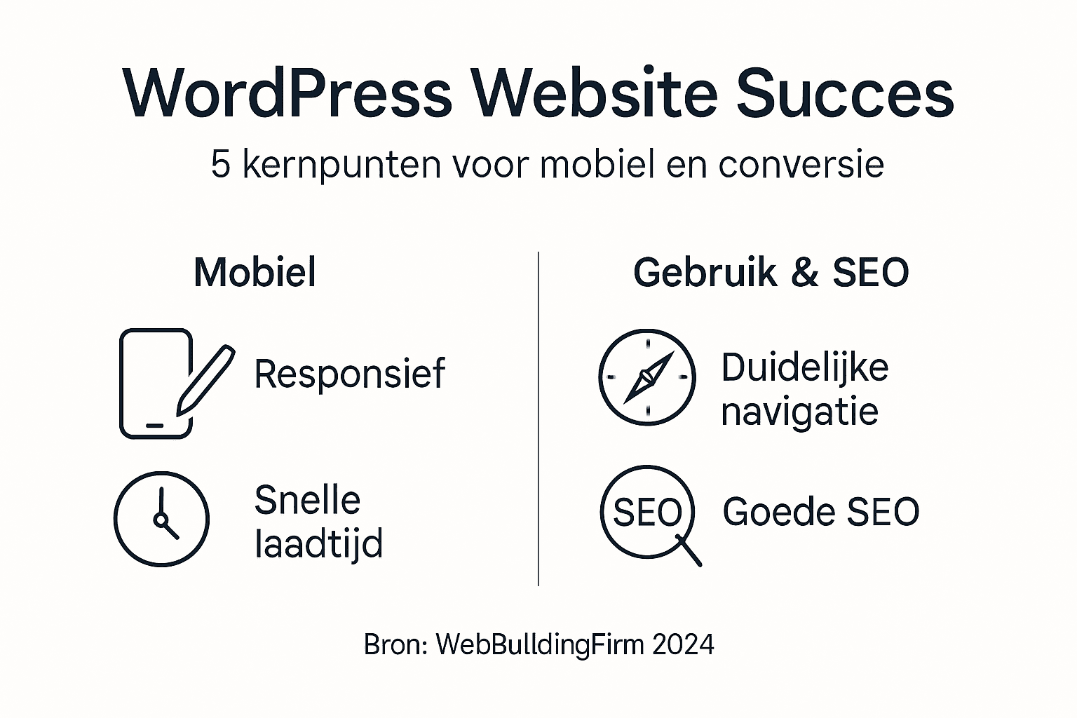 Overzichtelijke infographic met onmisbare kenmerken voor een goede WordPress-website