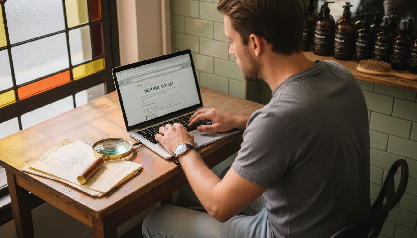 Salonhouder checkt hoe goed zijn kapsalon online te vinden is