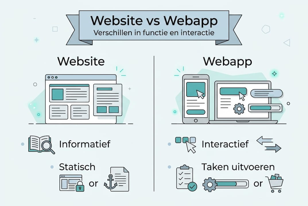 Infographic: wat is het verschil tussen een webapp en een website?