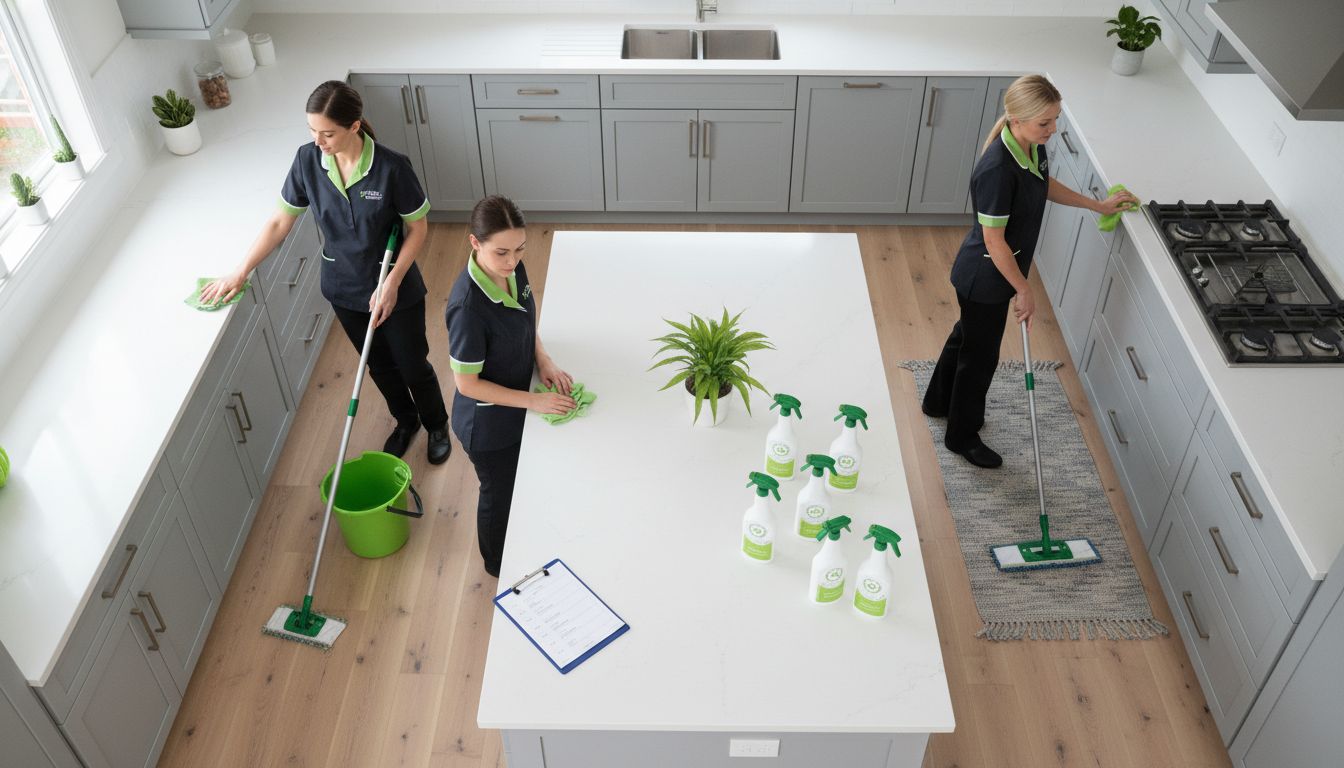 maid cleaning kitchen