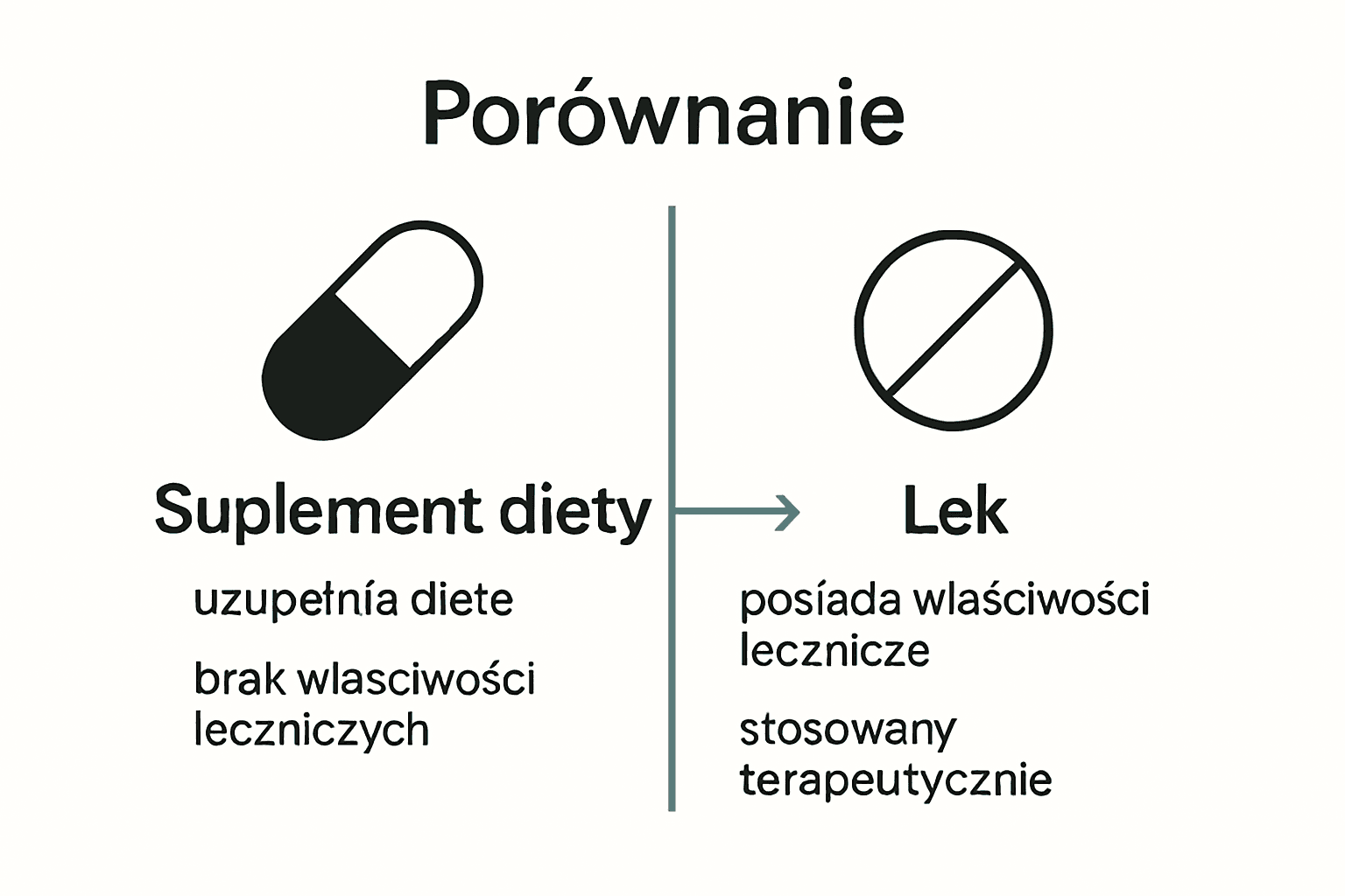 Porównanie suplementów diety i leków w infografice