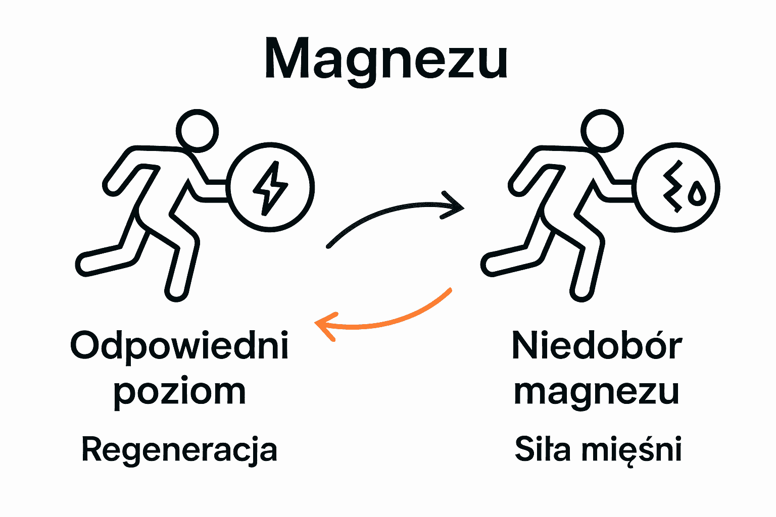 Porównanie wpływu odpowiedniego i niskiego poziomu magnezu na sportowca.