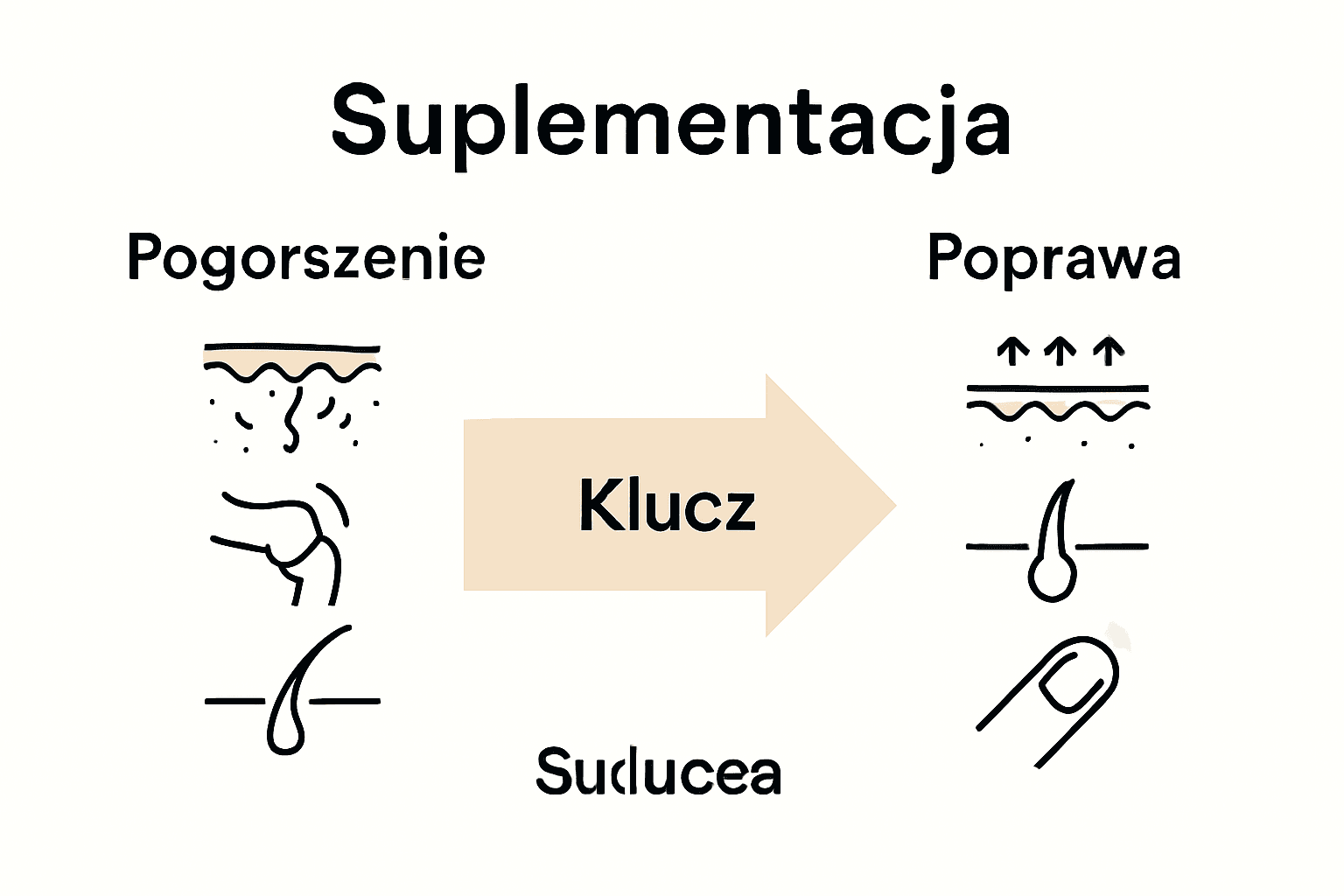 Infografika: objawy niedoboru i efekty suplementacji kolagenu