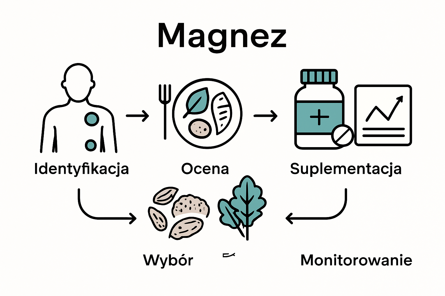 Infografika – 5 kroków diety z magnezem