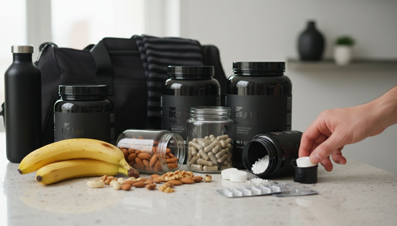Various sports supplements and healthy ingredients