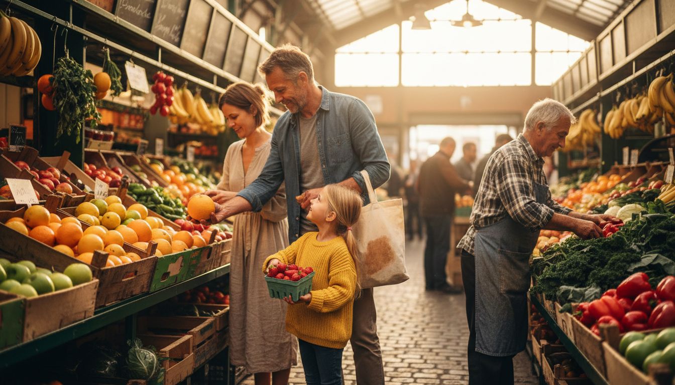 Family choosing vitamin C rich fruits