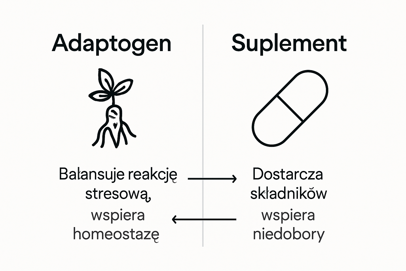Infografika: czym różnią się adaptogeny od zwykłych suplementów?