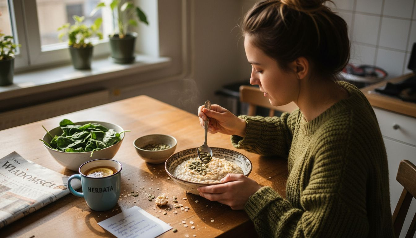 Kobieta przygotowuje śniadanie bogate w magnez