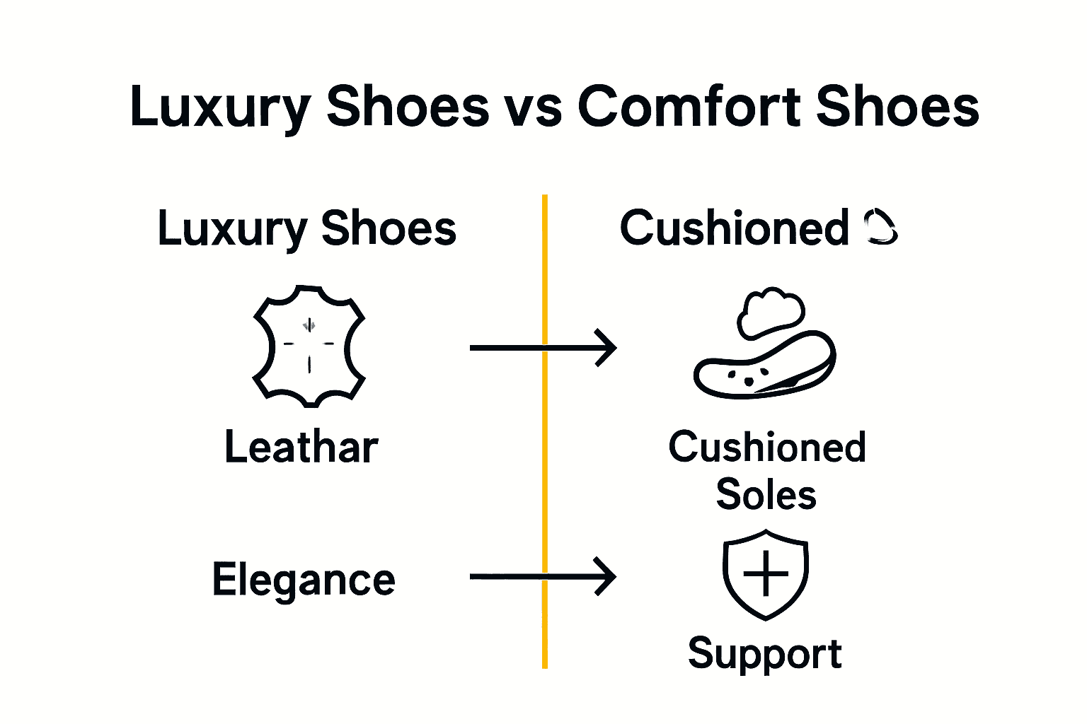 Infographic visually comparing features of luxury and comfort shoes.