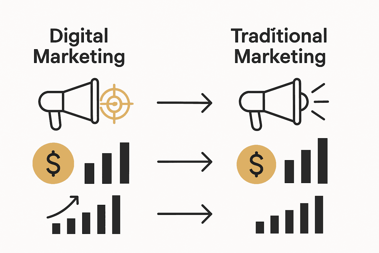 Infographic comparing digital vs traditional marketing methods