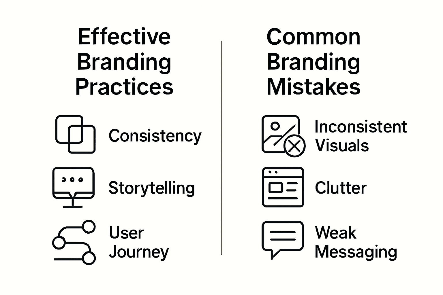 Infographic comparing good vs bad branding practices in web design