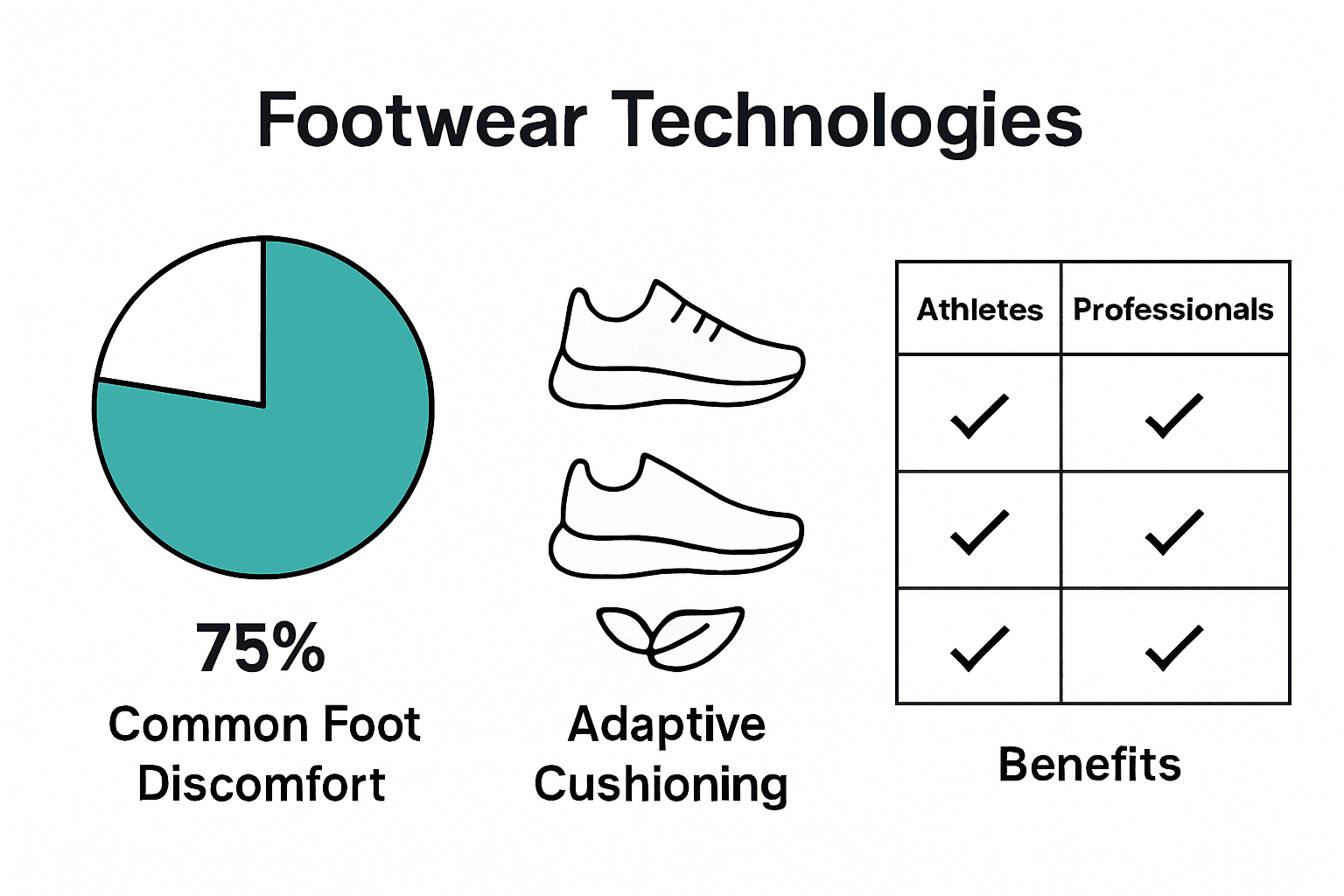 Infographic comparing key footwear technology features and benefits.