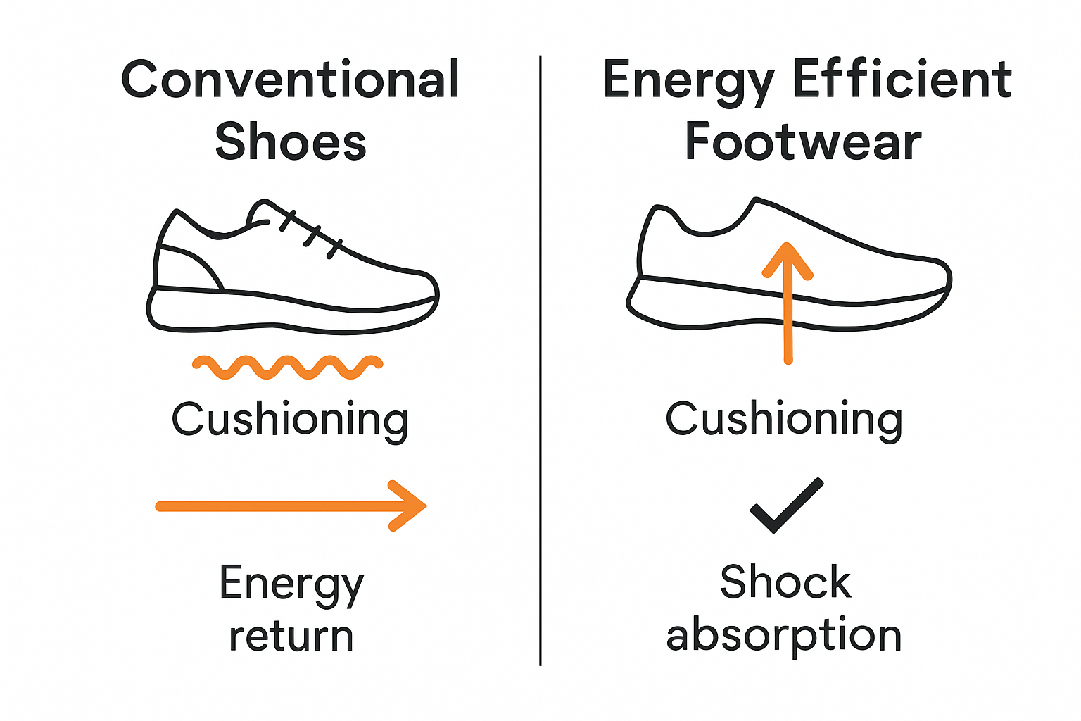 Infographic comparing conventional versus energy efficient shoes