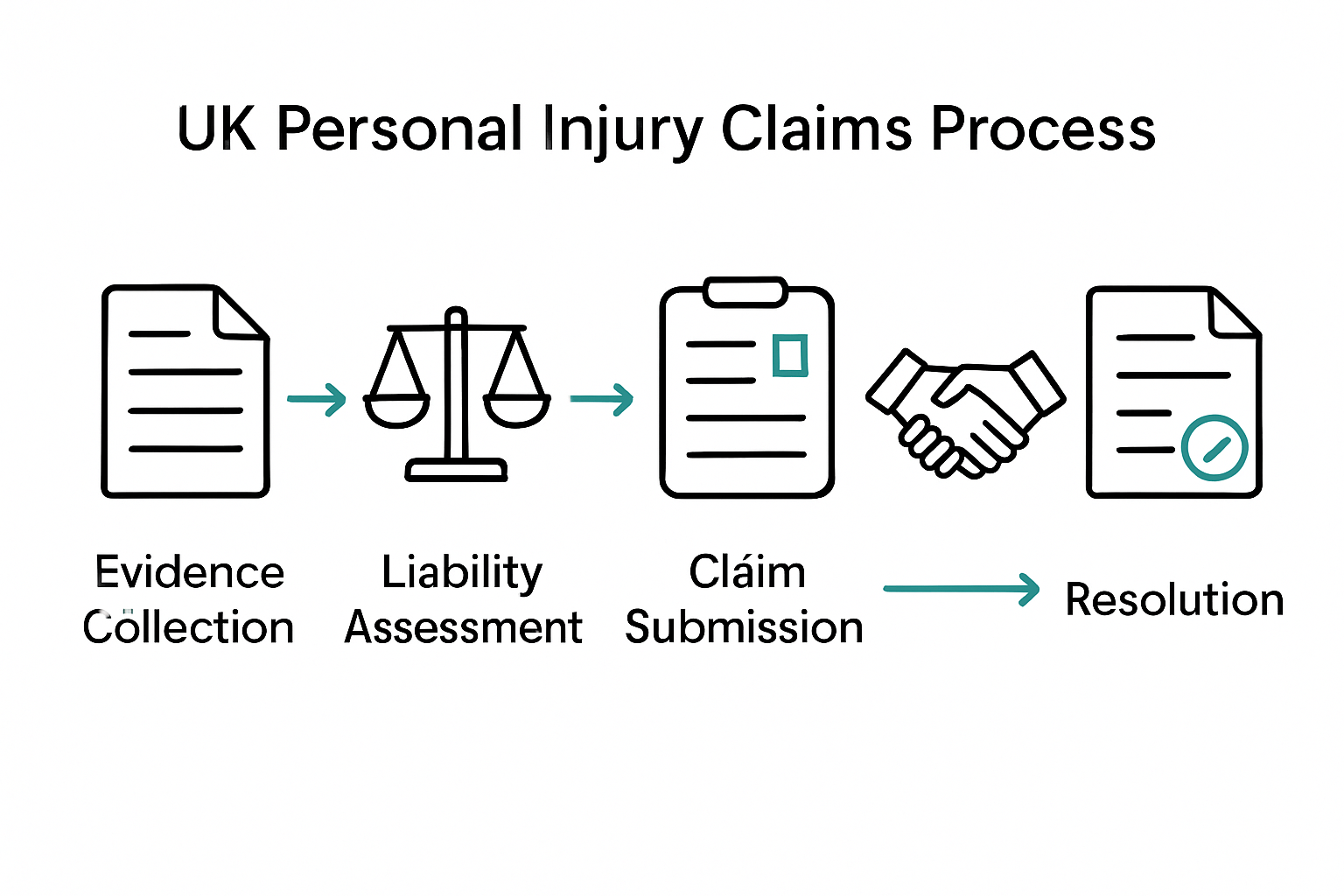 Infographic of five steps in UK personal injury claims process.