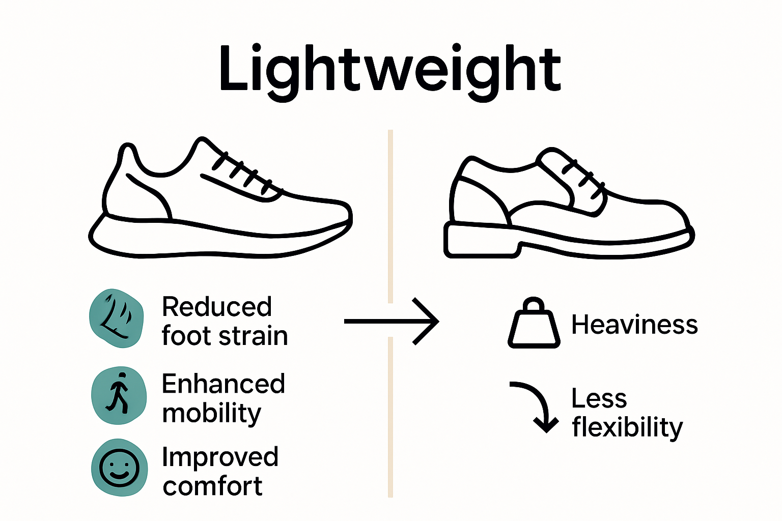 Infographic comparing health of light versus heavy shoes