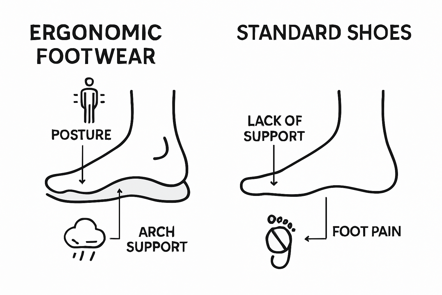 Comparison of ergonomic vs. regular shoe benefits