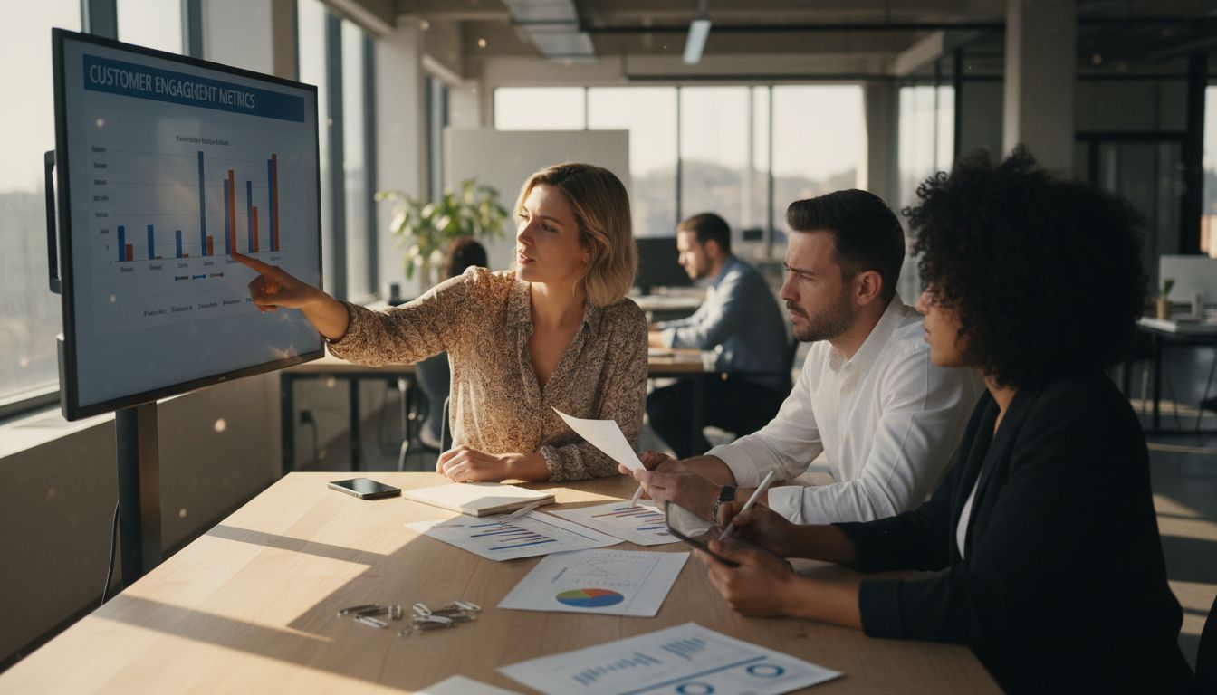 Team reviewing campaign results together