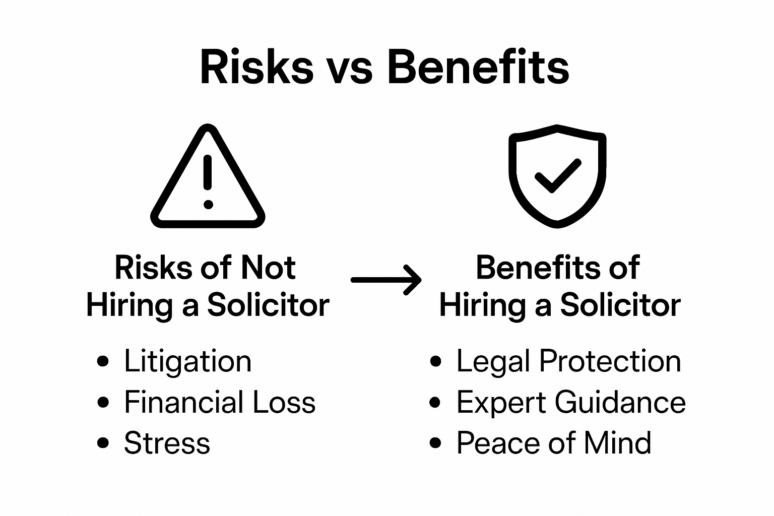 Infographic comparing solicitor risks and benefits