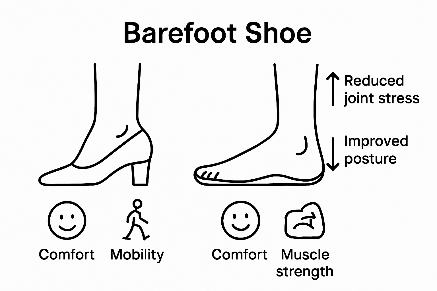 Comparison infographic: barefoot vs traditional shoe