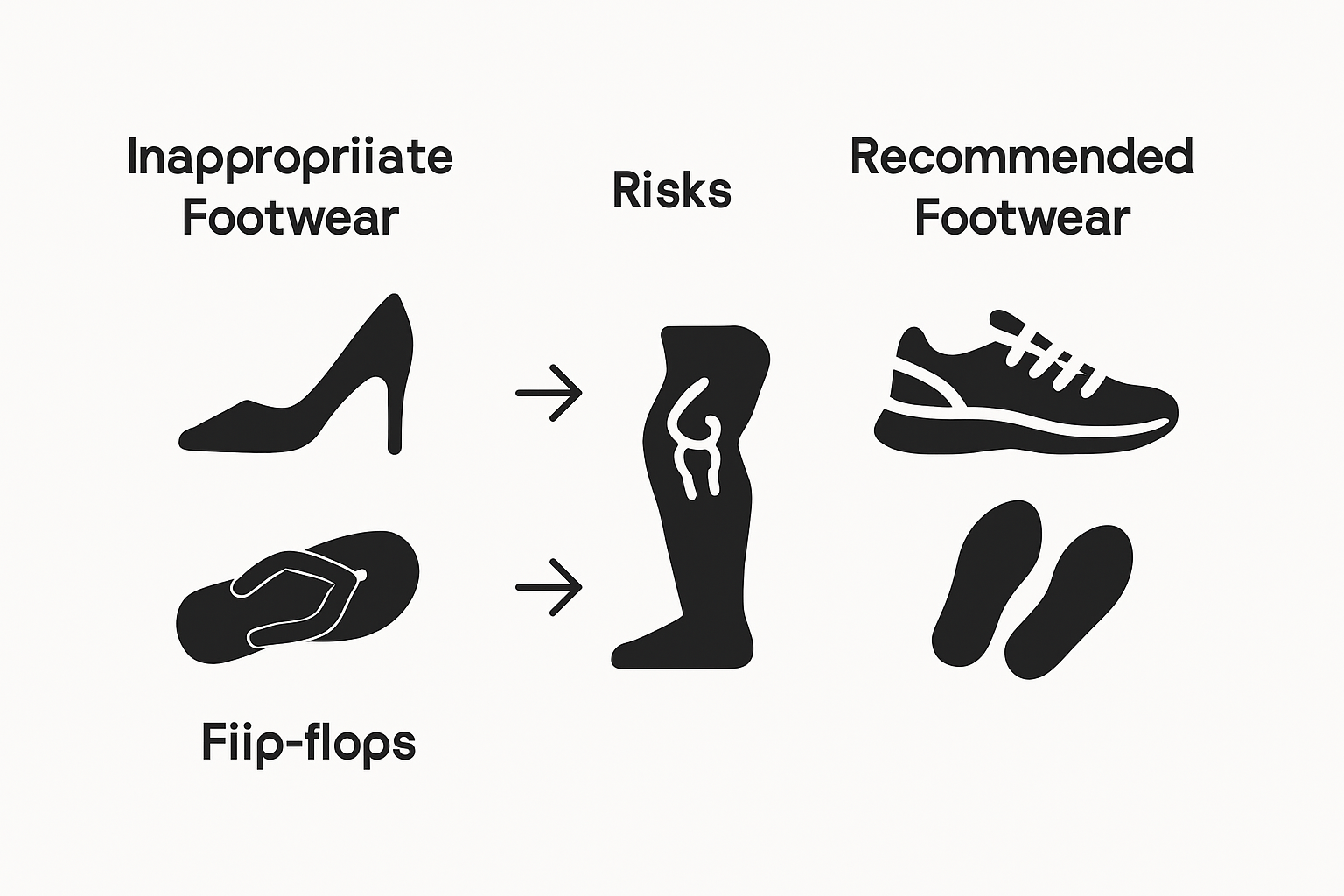 Infographic of shoe types and joint health risks
