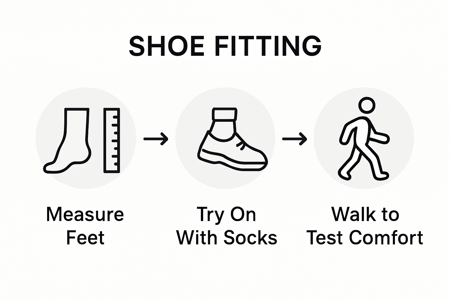 Infographic showing steps to test shoe fit