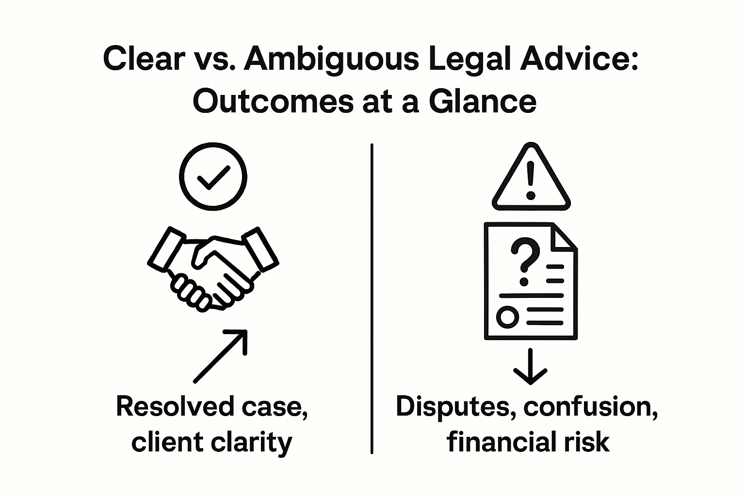 Infographic comparing clear and ambiguous legal advice