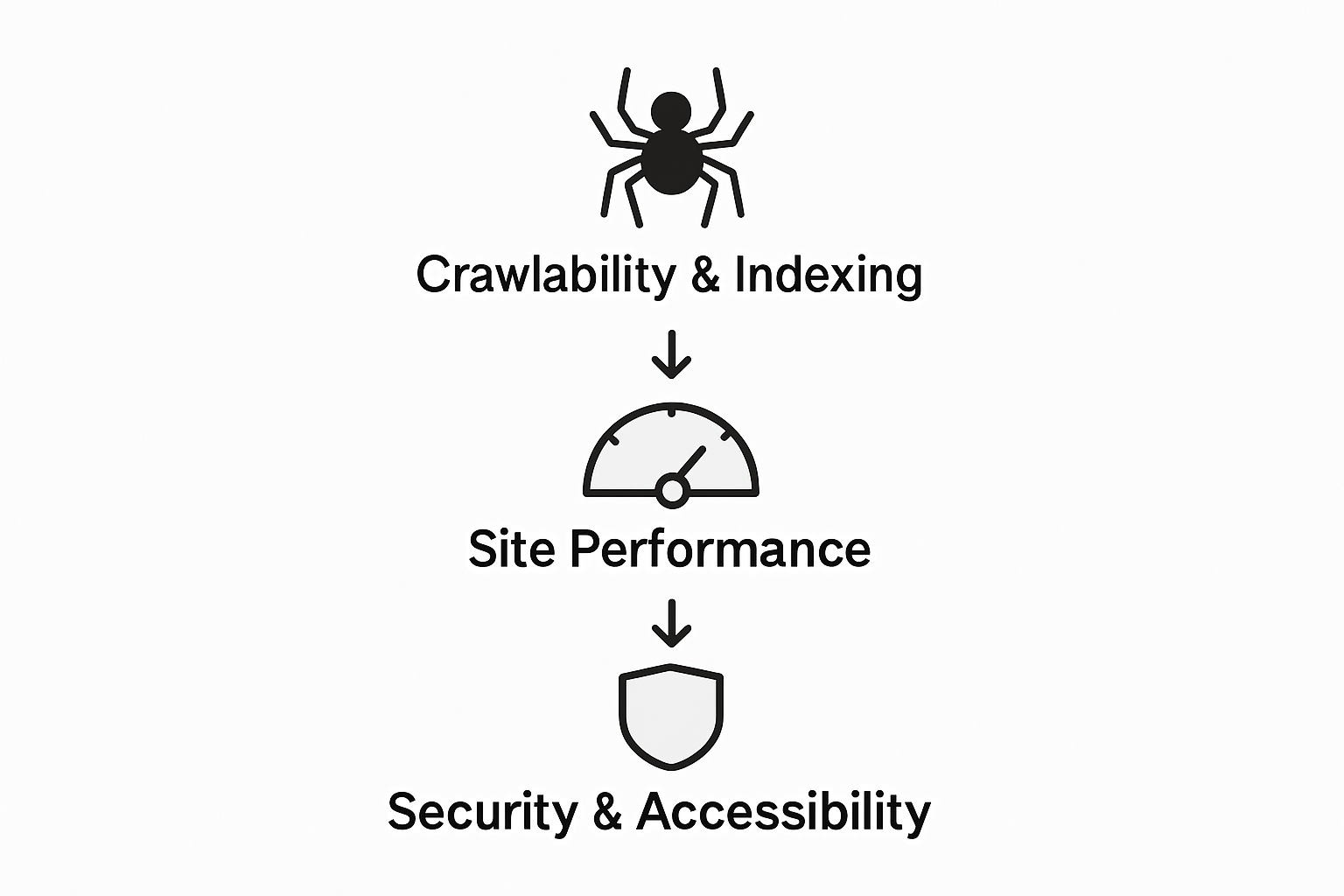 Infographic showing core technical SEO processes