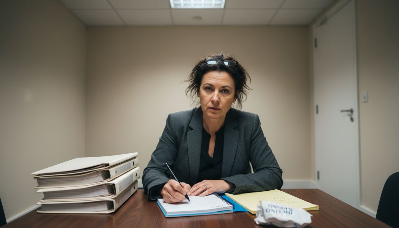 Woman preparing legal questions at table