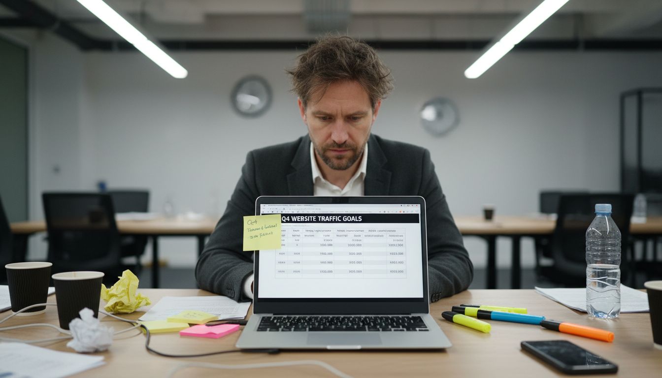 Person setting website traffic analysis goals