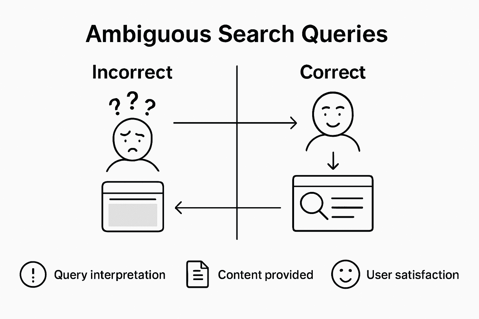 Infographic showing search intent interpretation pitfalls