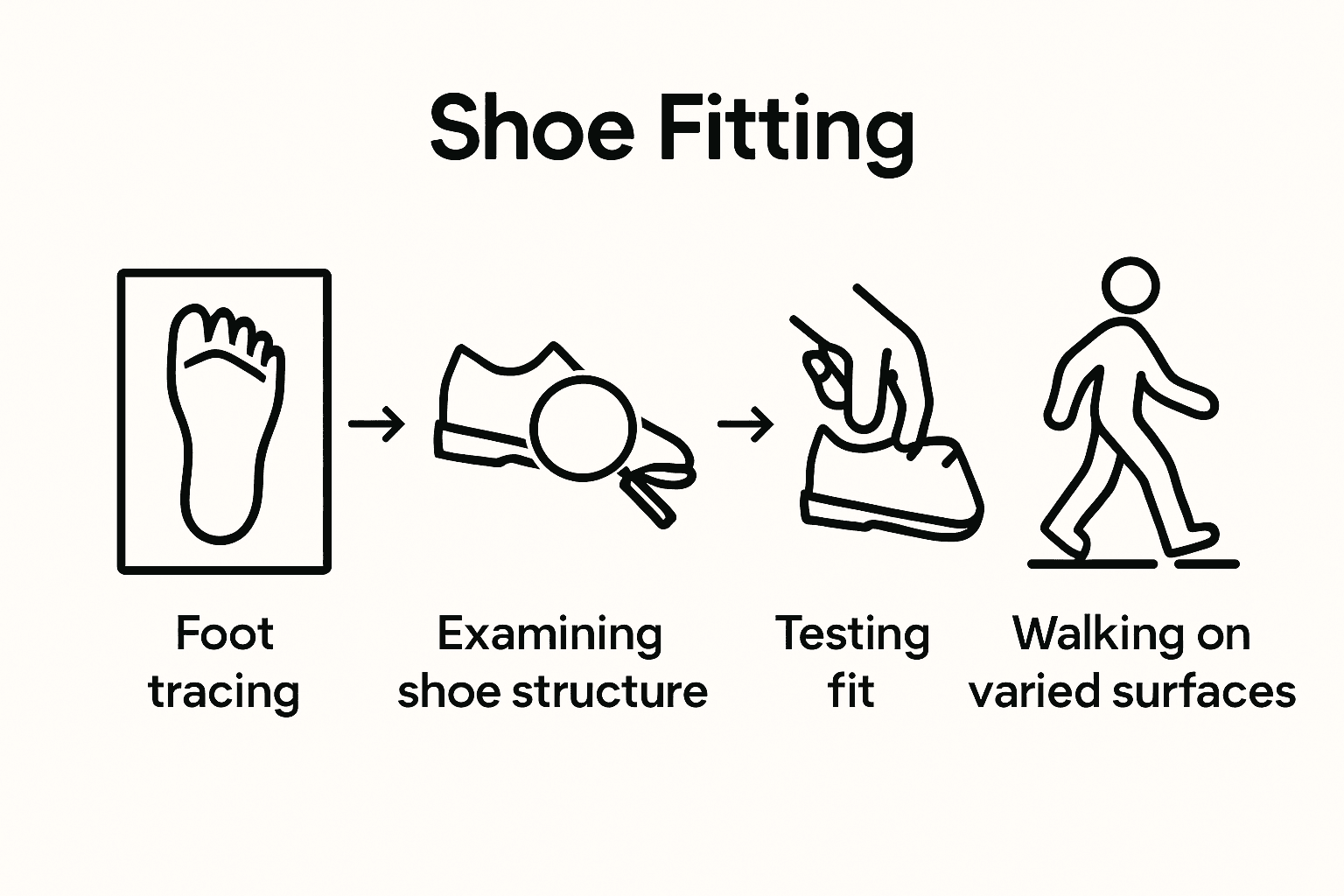 Infographic showing steps to check shoe comfort