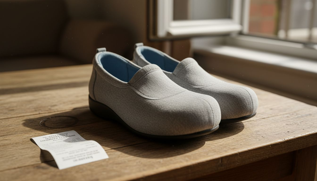 Close-up details of diabetic shoe features