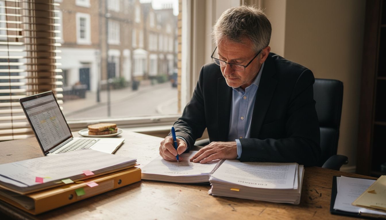 Lawyer reviewing and editing legal contracts