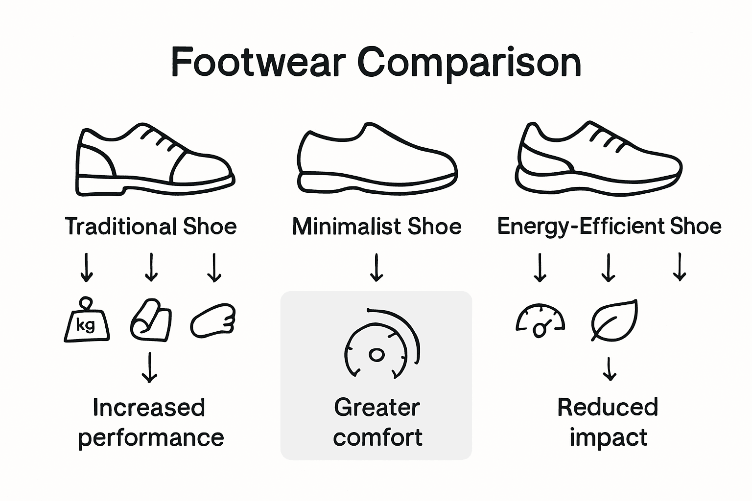 Comparison infographic: shoe technologies and benefits