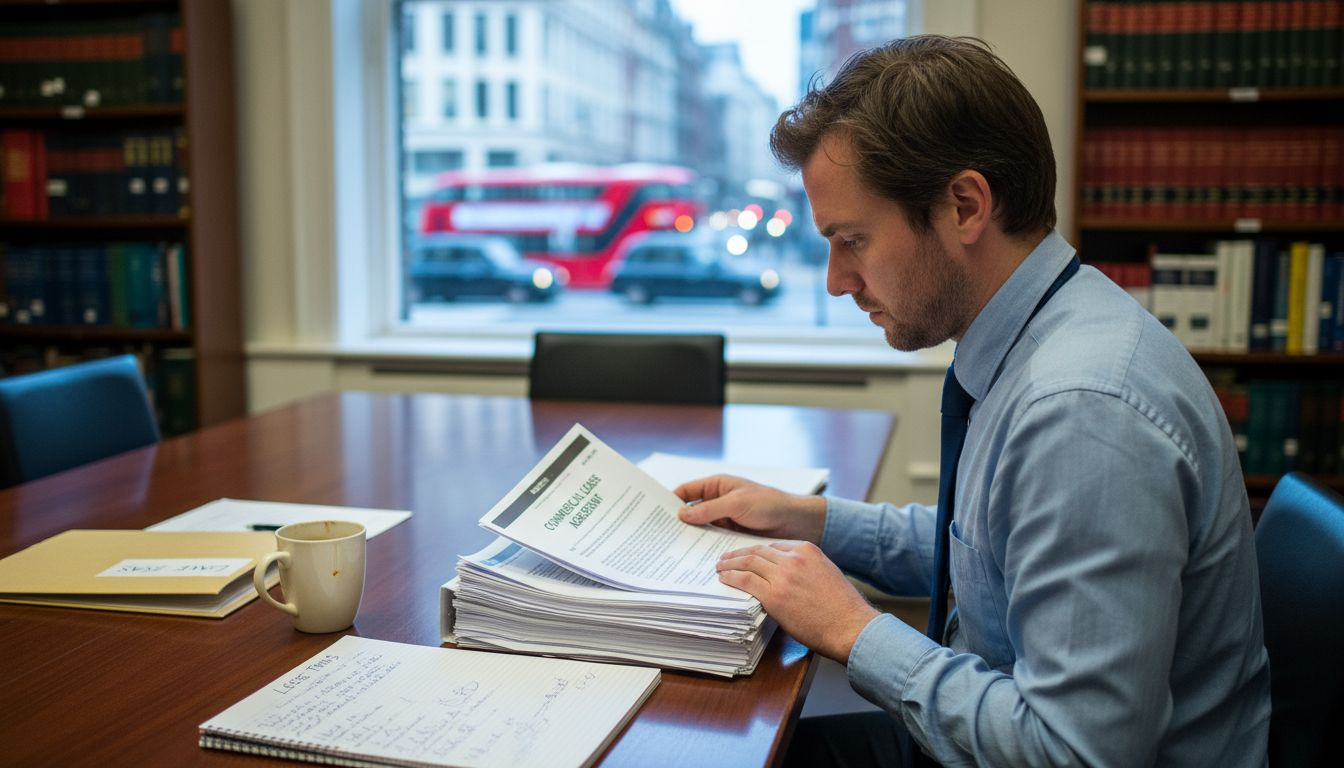 Business tenant reviewing lease documents