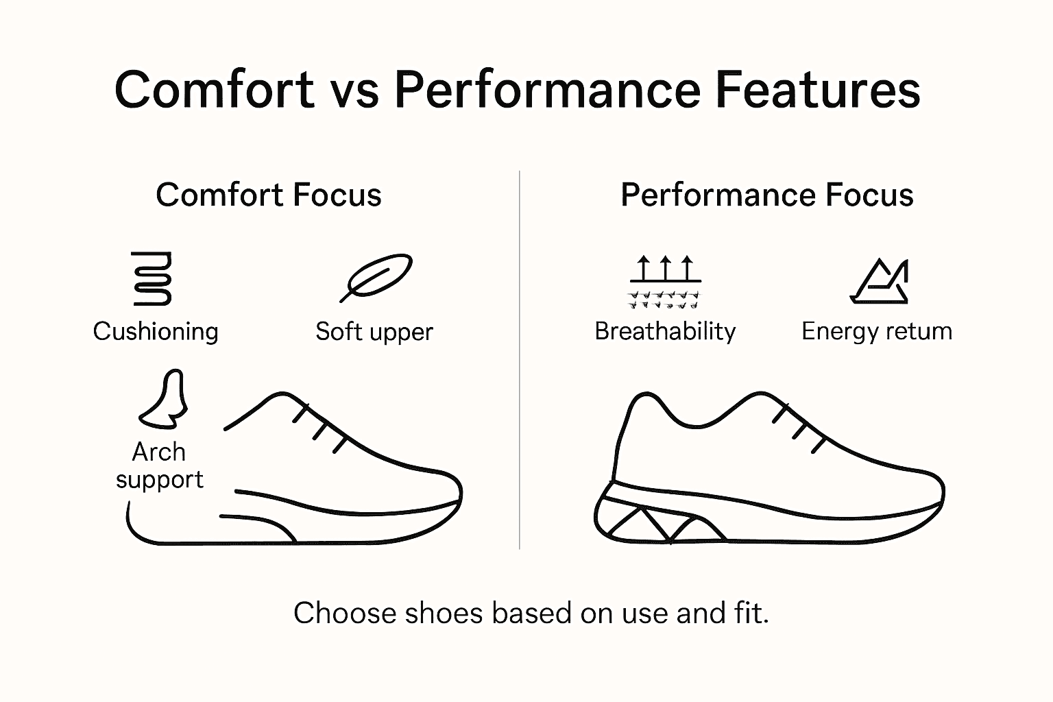 Infographic comparing comfort and performance features