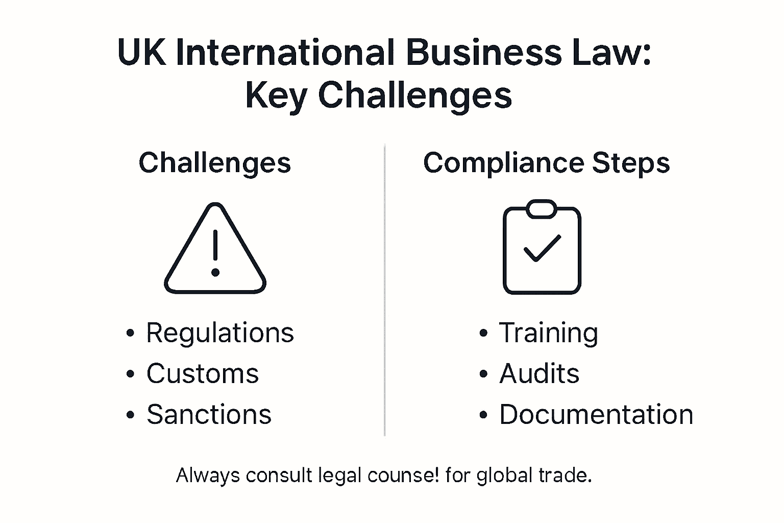 Infographic showing business law risk and compliance