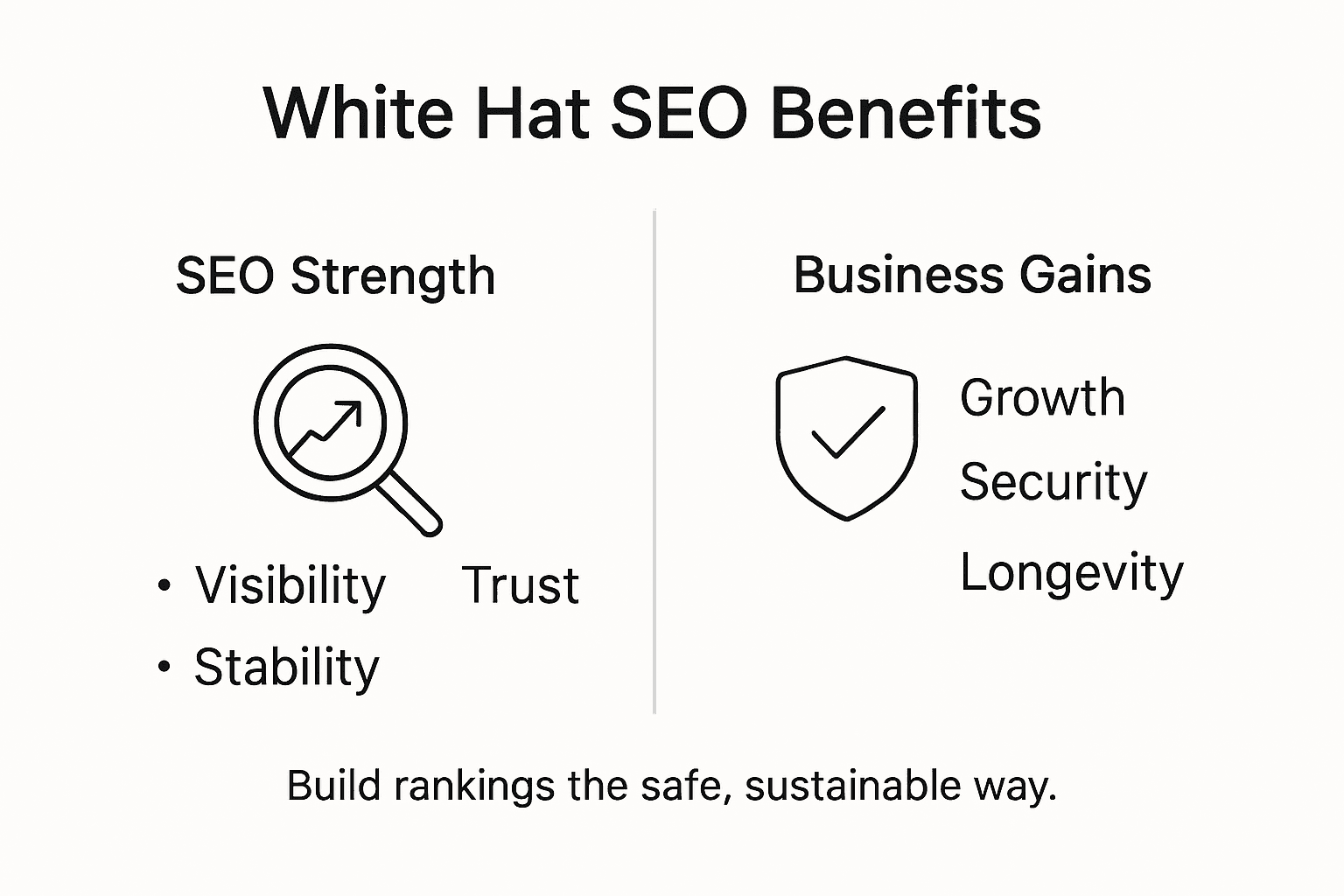 Infographic showing white hat SEO benefits