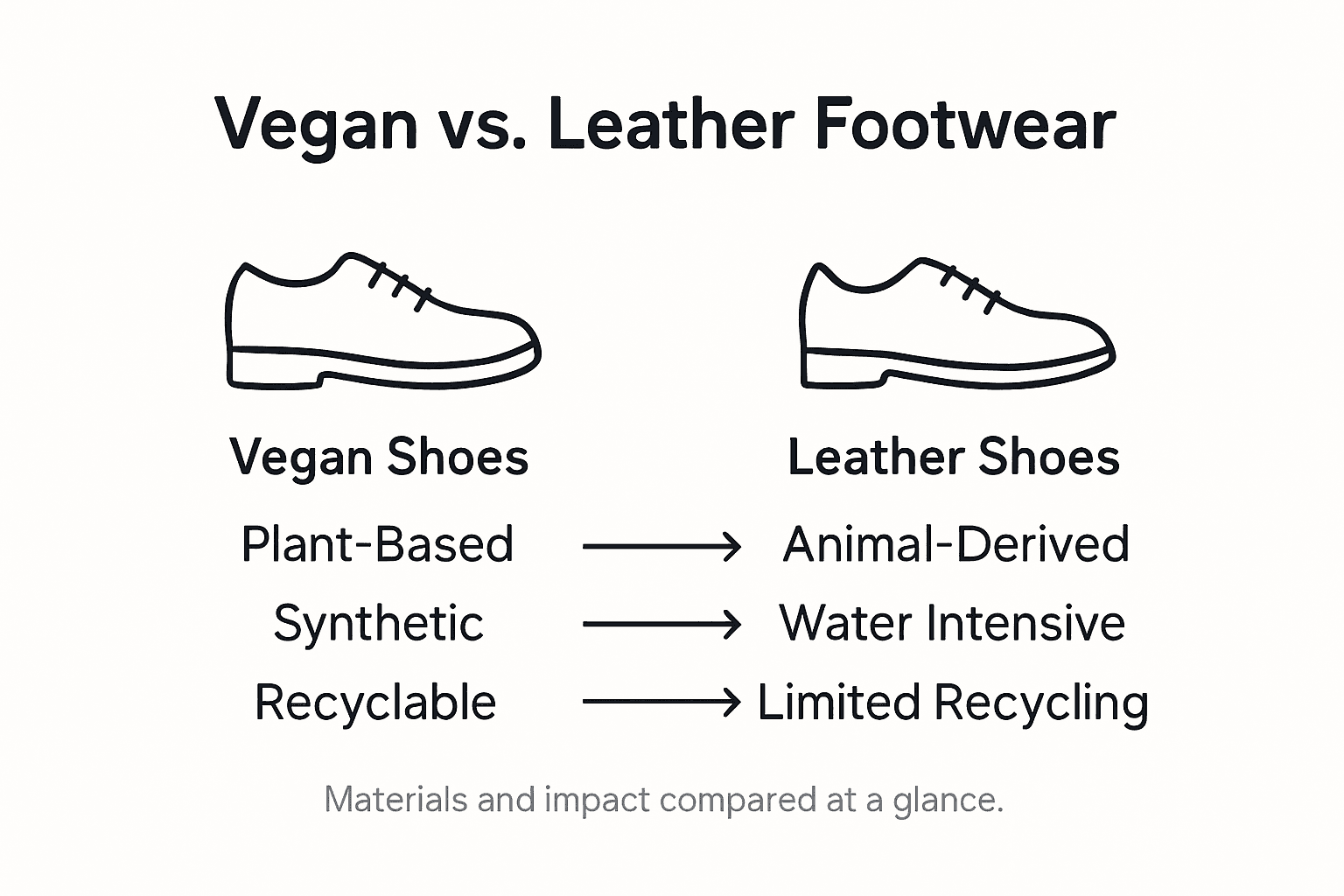 Infographic comparing vegan and leather footwear