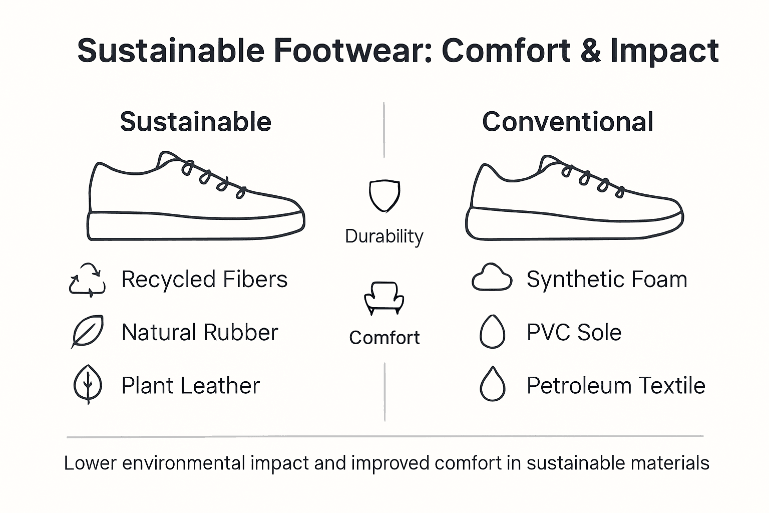 Infographic showing sustainable footwear comfort and impact