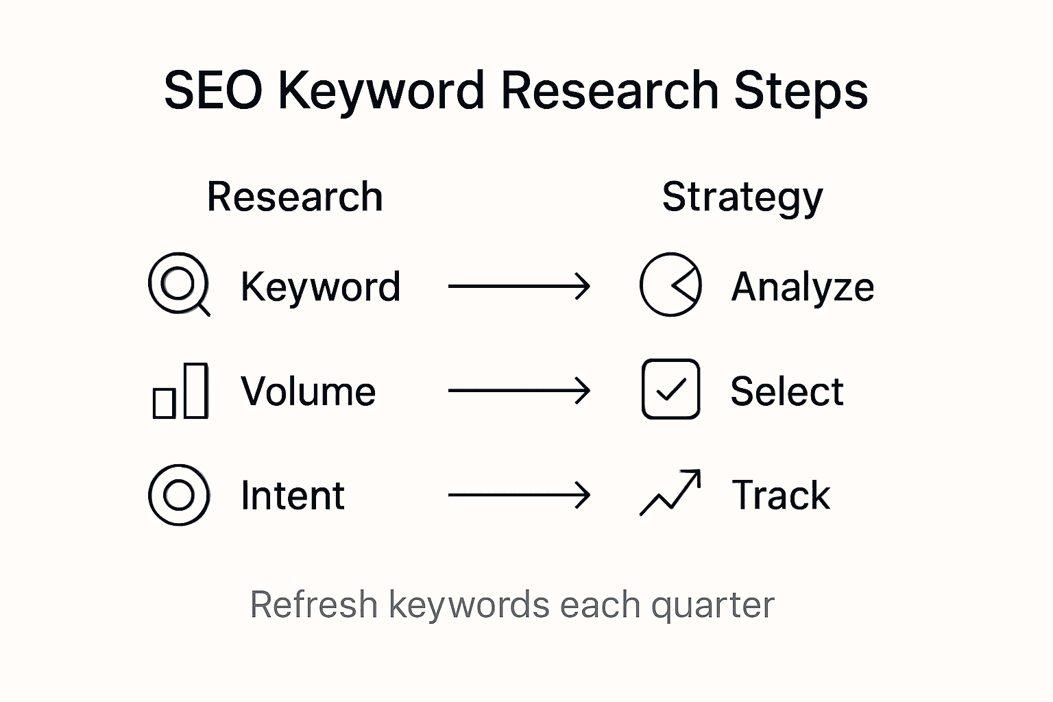 Infographic showing SEO keyword research steps overview